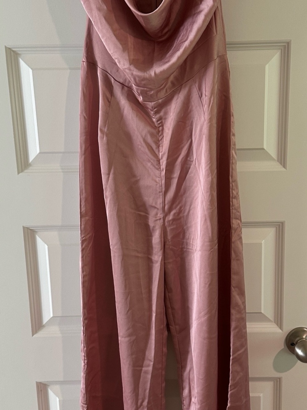 Showpo Pale Pink Cowl Neck Satin Palazzo Jumpsuit NWT